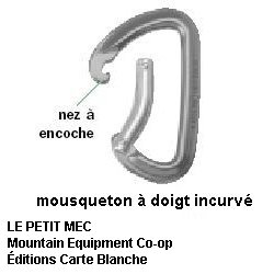 mousqueton à doigt incurvé
