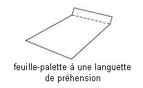 feuille-palette à une languette de préhension